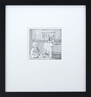 Jenny at the Table by Maurice Sendak Vintage Print Framed in Black - Special Edition, by 1000Artists.com