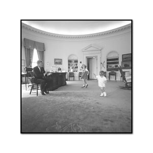 President John F. Kennedy with his Children in the Oval Office