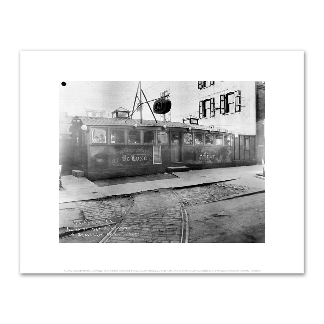 A.J. Foley, Independent System, Lunch Wagon on South Side of Fulton Street, Brooklyn, 3/14/1930, Art Prints in 4 sizes by 2020ArtSolutions