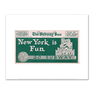 Amelia Opdyke Jones, New York City Transit Authority, The Subway Sun, New York is Fun - Go Subway, 1956, Art Prints in 4 sizes by 2020ArtSolutions