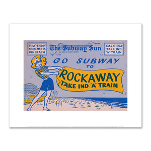 Amelia Opdyke Jones, New York City Transit Authority, The Subway Sun, Subway to Rockaway - Take IND "A" Train, 1957, Art Prints in 4 sizes by 2020ArtSolutions