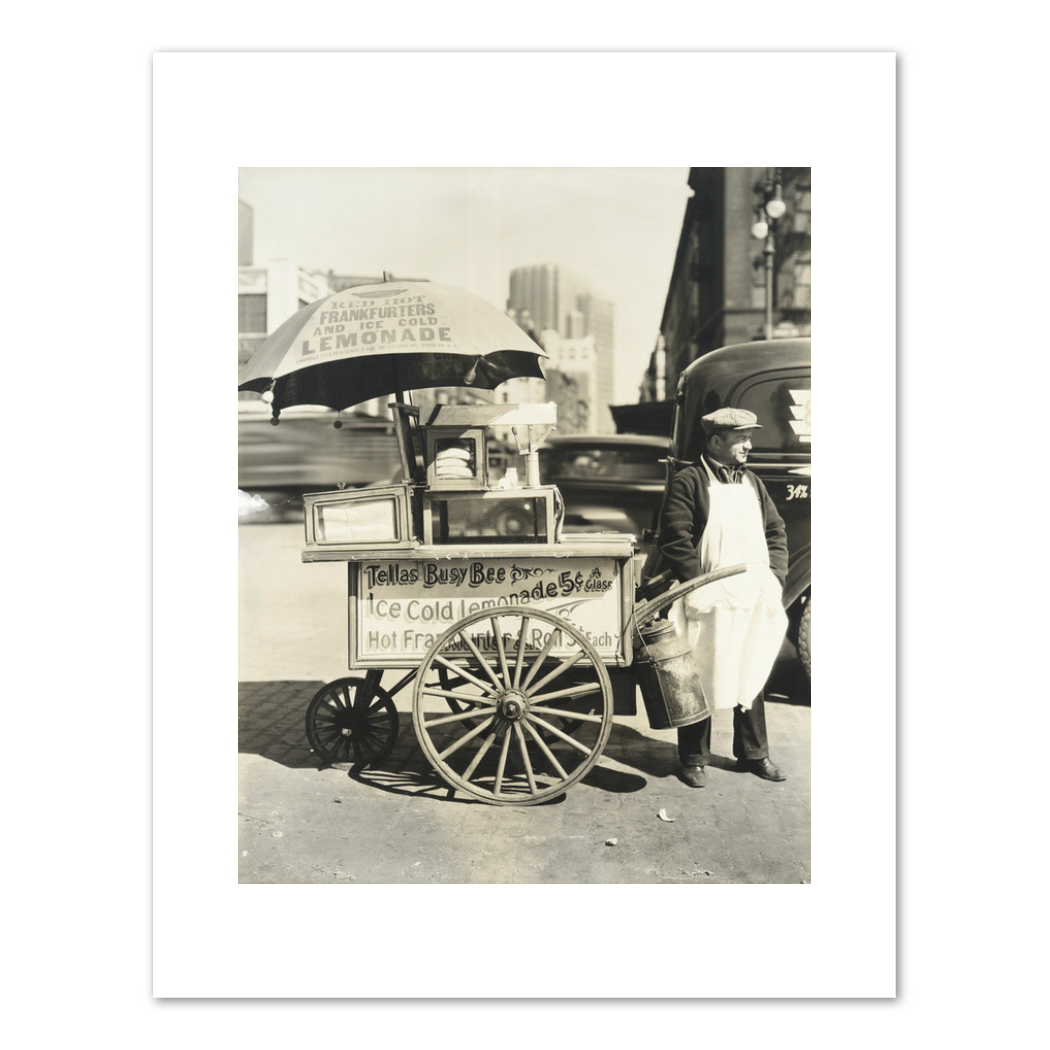 Berenice Abbott, Hot Dog Stand, West St. and North Moore, Manhattan, Fine Art Prints in various sizes by 1000Artists.com