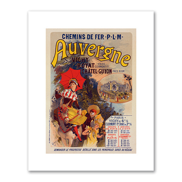 Jules Chéret, Poster for la Compagnie P.-L.-M. L'Auvergne. Auvergne railway, from Les Maîtres de l'affiche, Volume 4, 1898, New York Public Library. Fine Art Prints in various sizes by 1000Artists.com