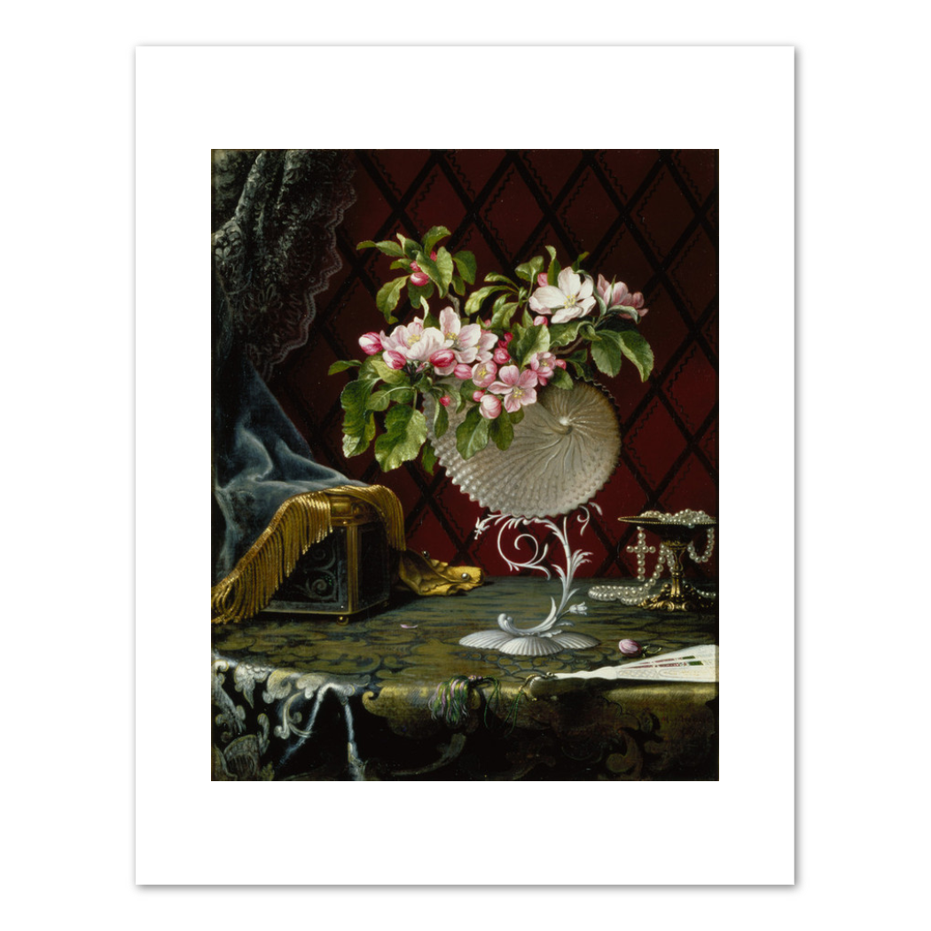 Martin Johnson Heade, Still Life with Apple Blossoms in a Nautilus Shell, 1870, Fine Art Prints in various sizes by 1000Artists.com