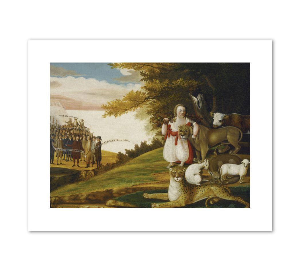 Edward Hicks, A Peaceable Kingdom with Quakers Bearing Banners, 1829 or 1830, Fine Art Prints in various sizes by 1000Artists.com