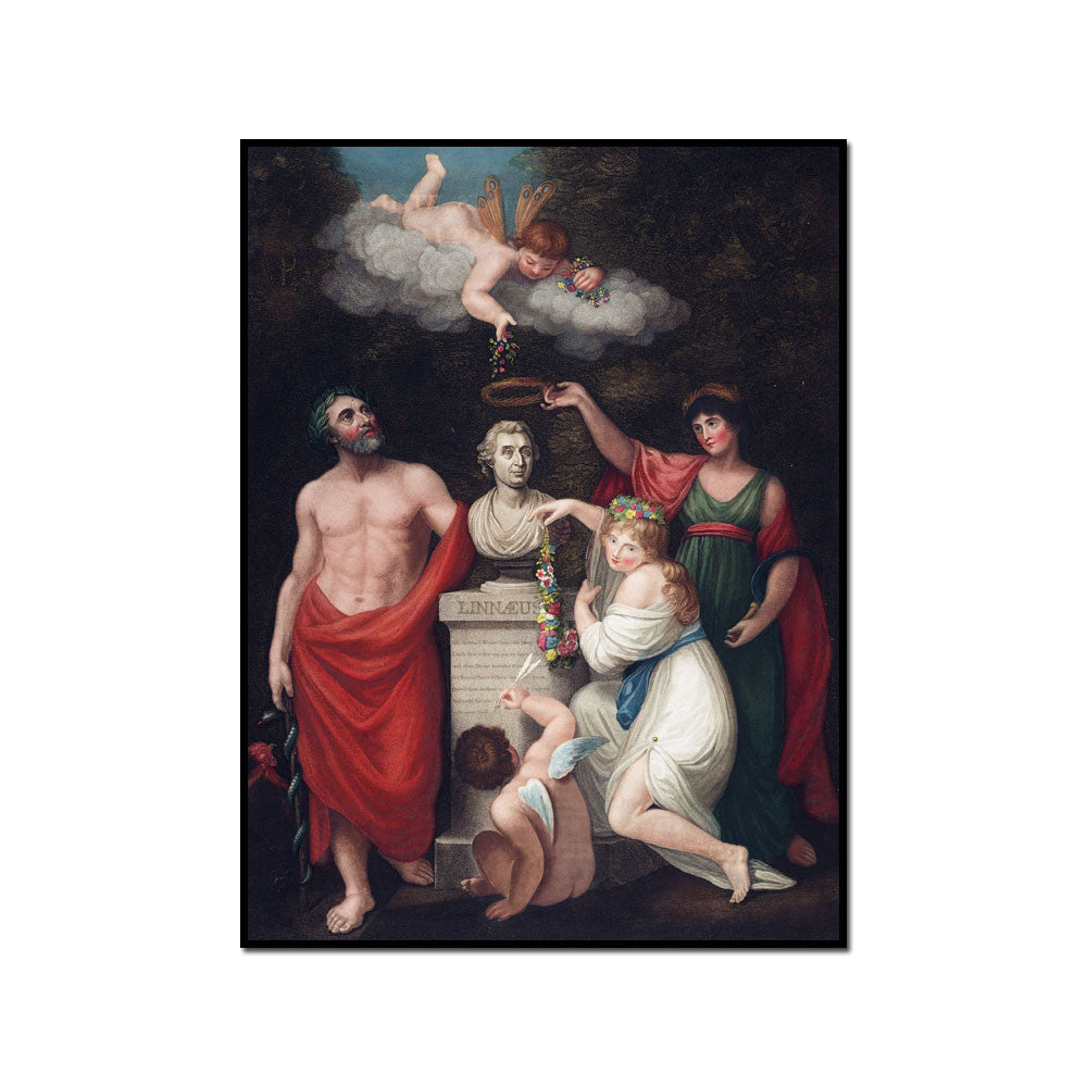 Robert John Thornton / Asculapius, Flora, Ceres and Cupid honouring the Bust of Linnaeus, Framed Art Print