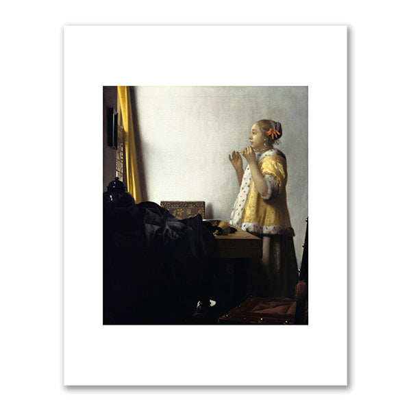 Johannes Vermeer, Young Lady with a Pearl Necklace, 1663 - 1665, National Museums in Berlin, Picture Gallery. Fine Art Prints in various sizes by 1000Artists.com